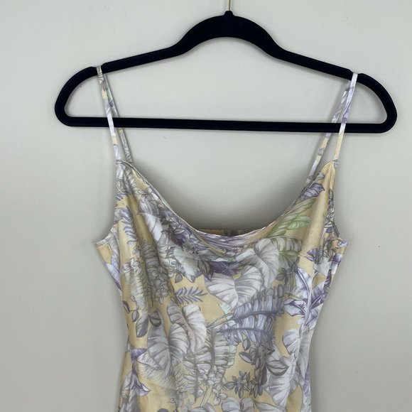 Lulus Sultry Summers Yellow Tropical Satin Dress - Picture 5 of 7